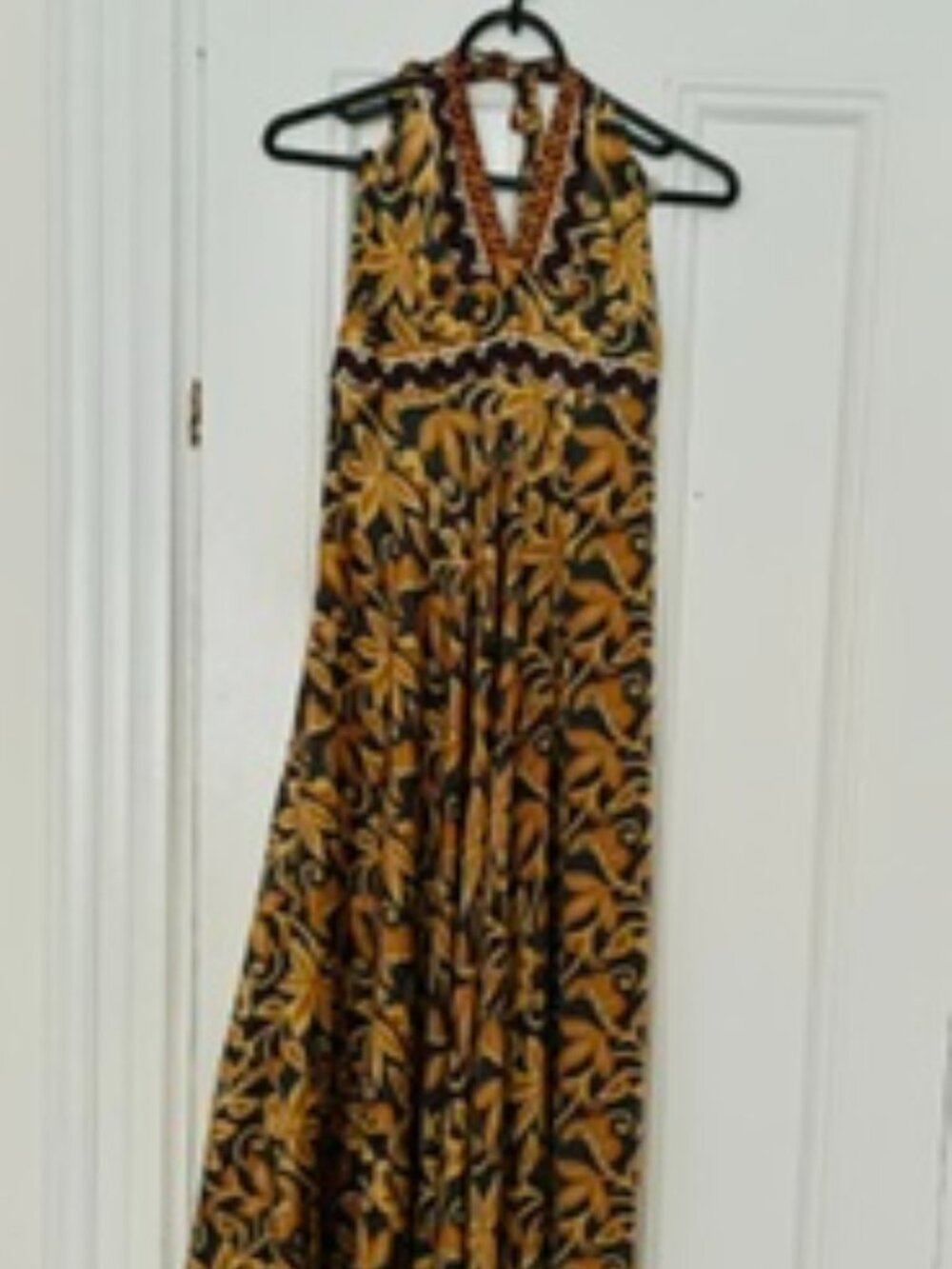 Flowy silk Italian made summer halter maxi dress, Size Small